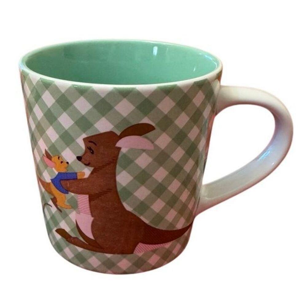 Winnie the Pooh Kanga & Roo Green White Checkered Coffee Mug Disney Store 2018